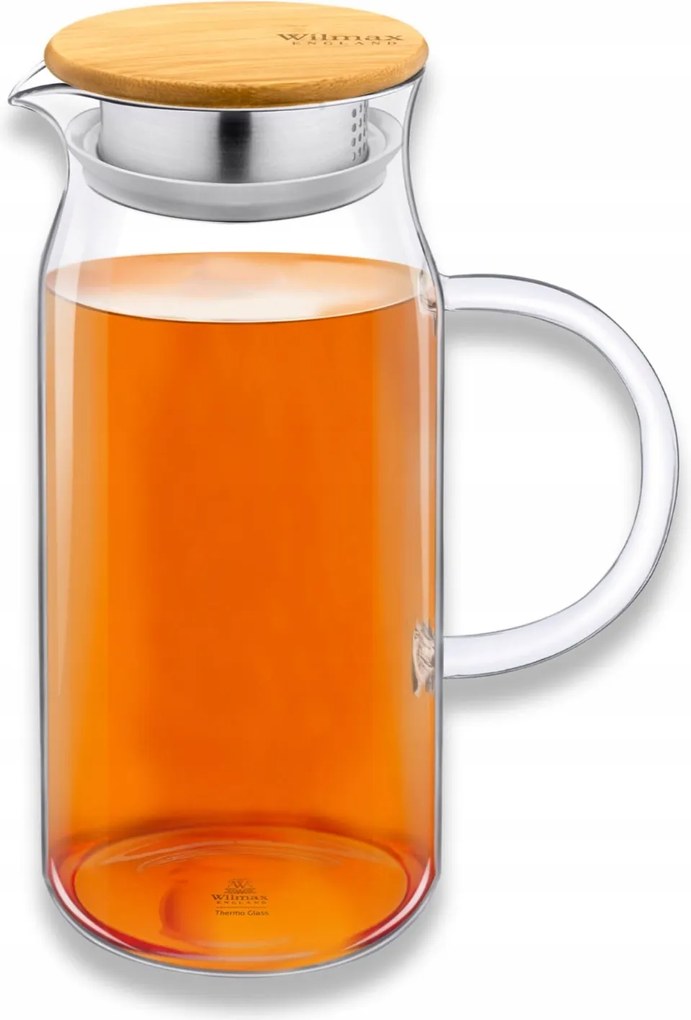 Üveg kancsó teához, vízhez, italokhoz, kávéhoz bambusz fedéllel 1L Wilmax