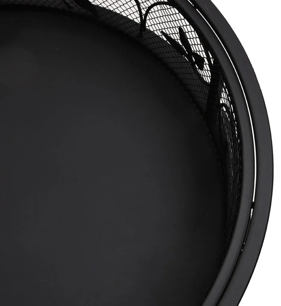 acél XXL méretű tűztál piszkavassal 50 cm