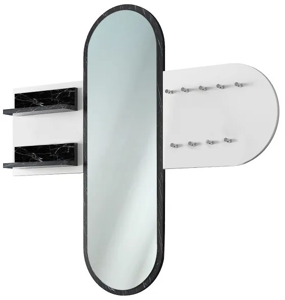 Fali tükör RANI 125x120 cm fehér/fekete