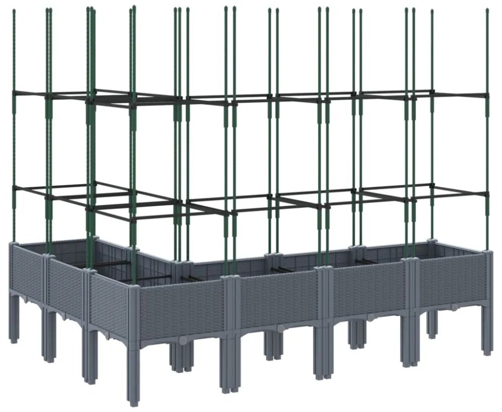 kékszürke PP rácsos kerti ültetőláda 160 x 120 x 142,5 cm