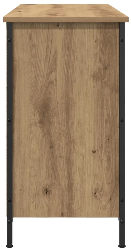 TV Szekrény Fekete Tölgy 101x35x65 cm Műanyag Fa és Acél