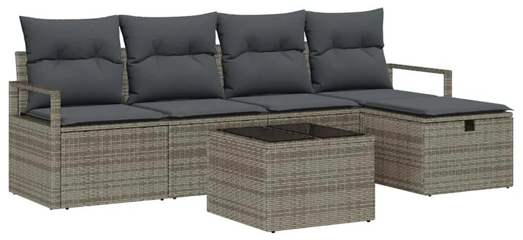 Kerti Kanapé Szett 6 pcs Szürke 230 x 117 x 85 cm Poli rattan