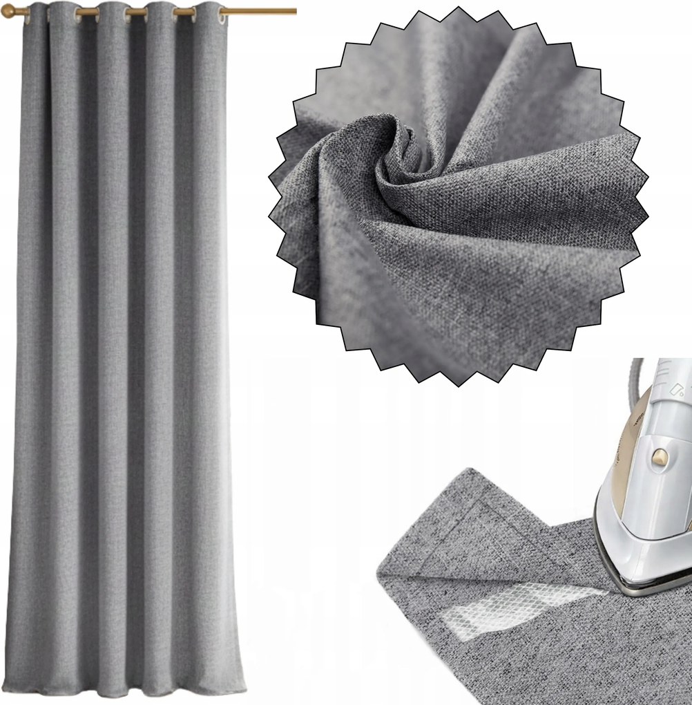 Sötétítő Függöny Lenvászon +rövidítő Szalag 140x250 Szürke