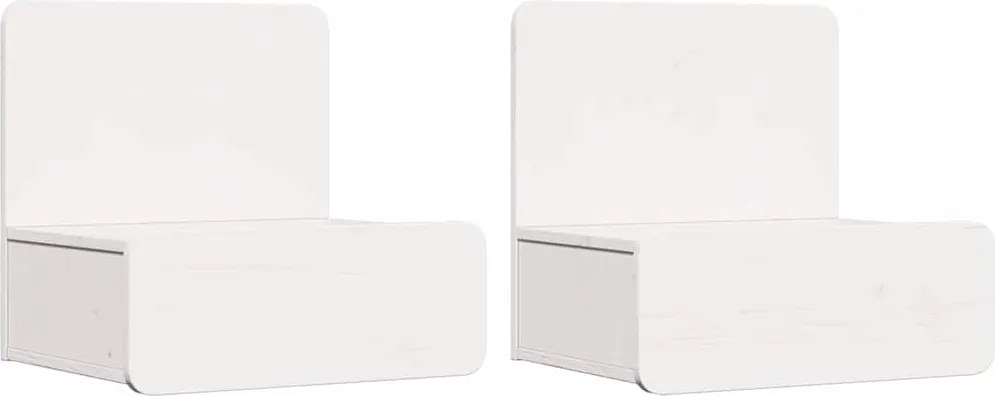vidaXL Éjjeli asztal 2 pcs Fehér 44 x 32,5 x 40 cm Tömör fenyőfa