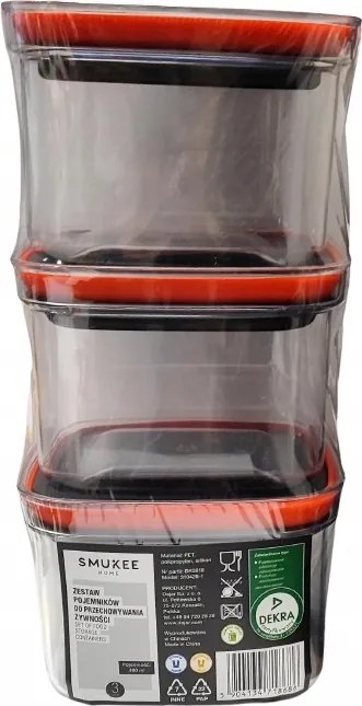 Smukee Ételtároló doboz szett száraz ömlesztett termékekhez 3 x 480 ml