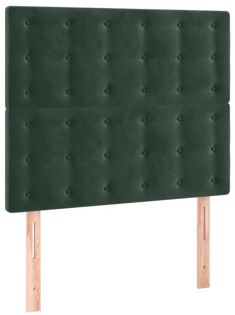 sötétzöld bársony LED-es fejtámla 100x5x118/128 cm