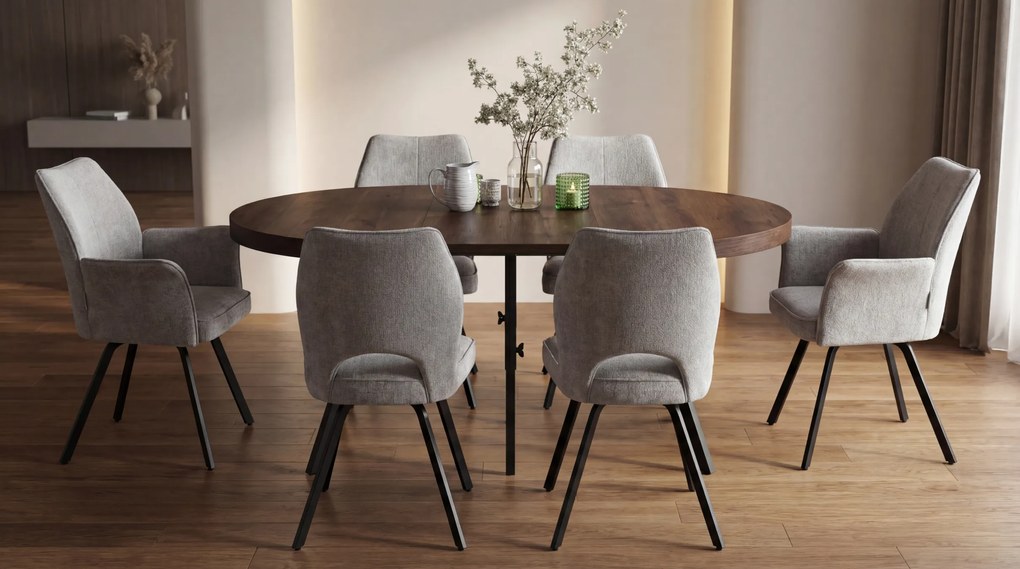 MAZZONI EXPORT TULIP Sötét Beige (UF980-03 szövet) - MODERN KÁRPITOZOTT KARFÁS SZÉK NAPPALIBA/ÉTKEZŐBE/LOFT IRODÁBA