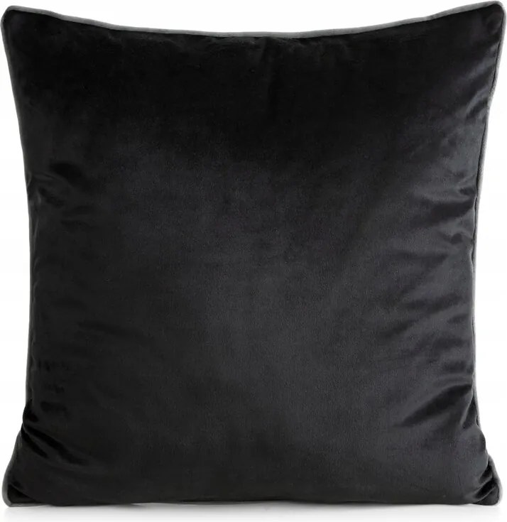 Párnahuzat 60x60 Gaia fekete, dekoratív bársony szegéllyel díszítve