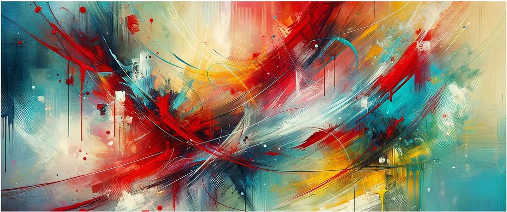 Kép – Absztrakció pirossal (120x50 cm)