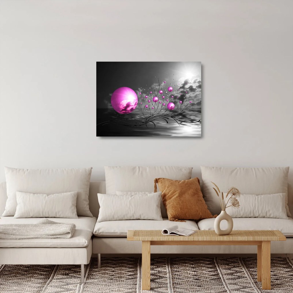 Rózsaszín gömbök képe (üvegen) (70x50 cm)