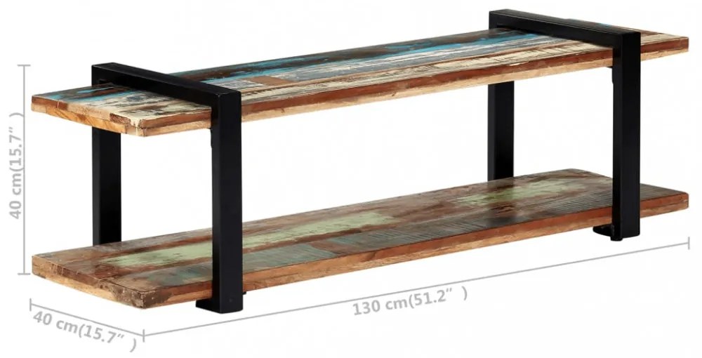 tömör újrahasznosított fa TV szekrény 130 x 40 x 40 cm