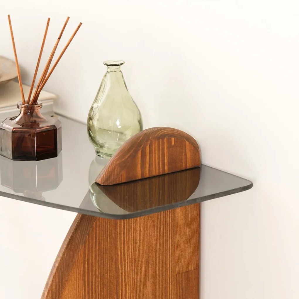 Surf üveg komód, gesztenye-füstszürke, 106 cm