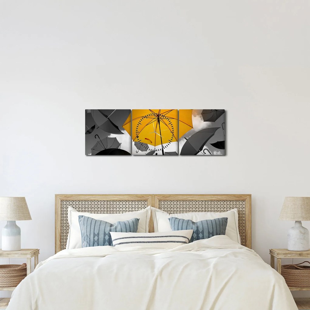 Egy sárga esernyő képe (órával) (90x30 cm)