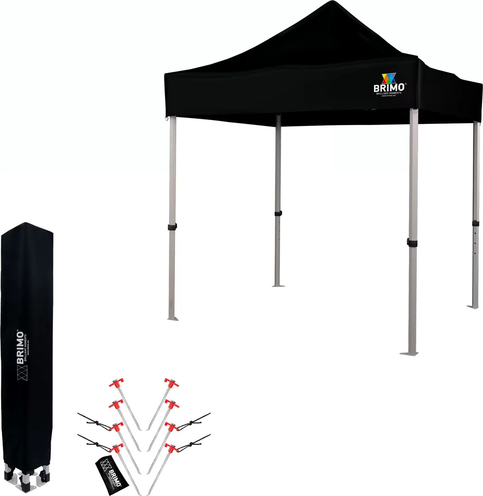Összecsukható alumínium árusítóstand falak nélkül | BRIMO Exclusive Alu 2x2 m - falak nélkül - Fekete