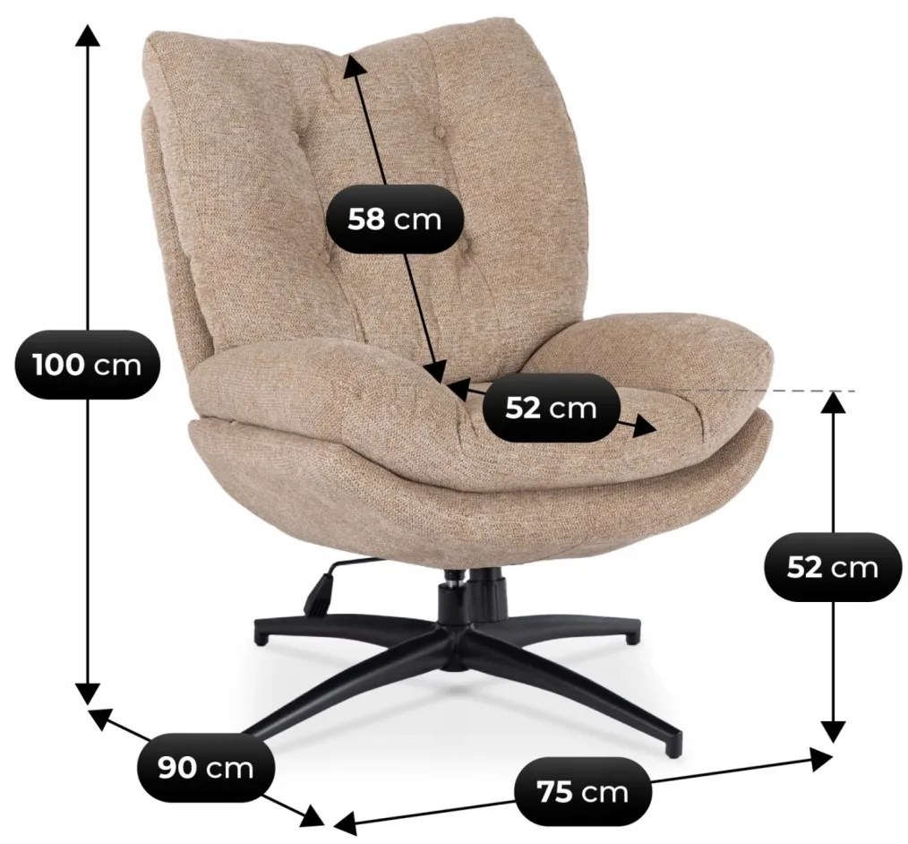 Forgó Relaxfotel Lábtartóval Bézs Színben. FREMONT