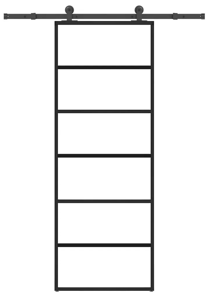 ESG üveg és alumínium tolóajtó fémszerelvény-szettel 76x205 cm