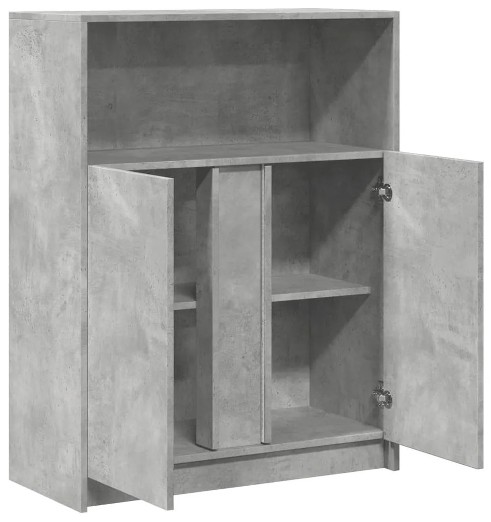betonszürke szerelt fa tálalószekrény LED-del 77 x 34 x 100 cm