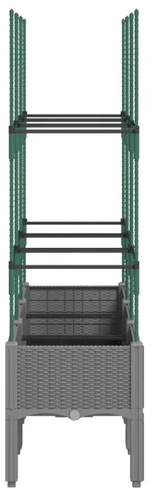 világosszürke PP rácsos kerti ültetőláda 120 x 40 x 142,5 cm