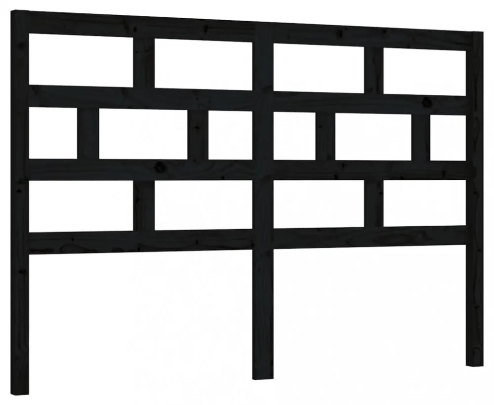 fekete tömör fenyőfa ágy fejtámla 141 x 4 x 100 cm