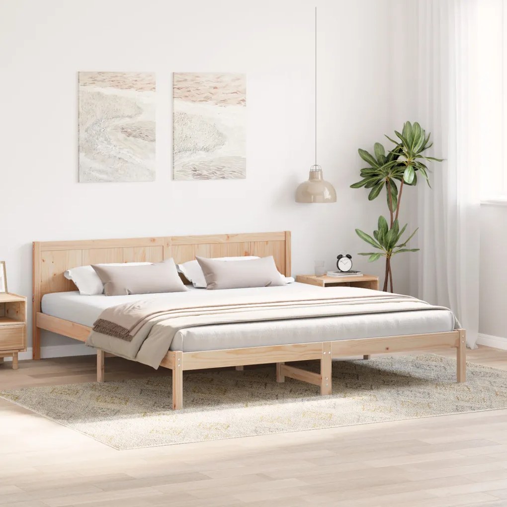 Fenyőfa Ágykeret Természetes fa Tömör fenyőfa 200 x 200 cm Tartós