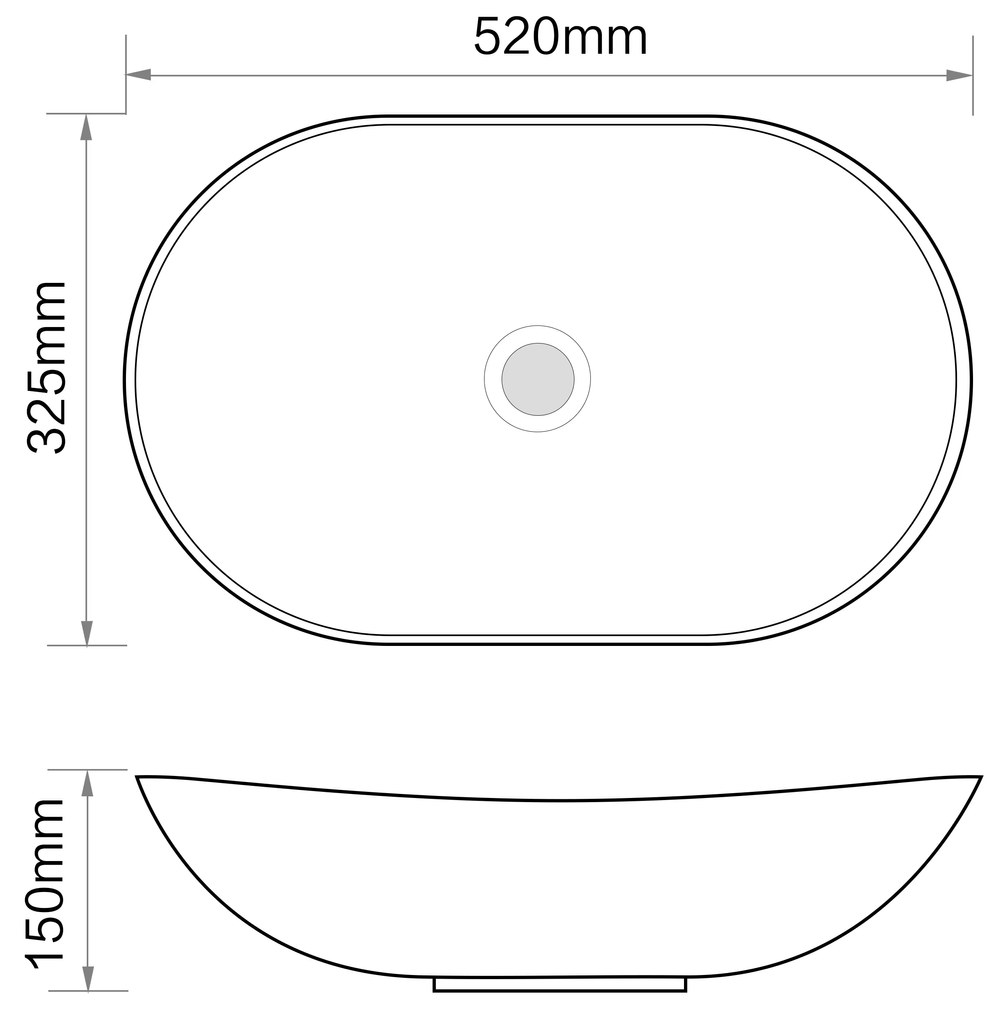 Erga Neriah, asztali mosogató 520x325x150 mm, fehér fényes, ERG-V03-9497B-WH