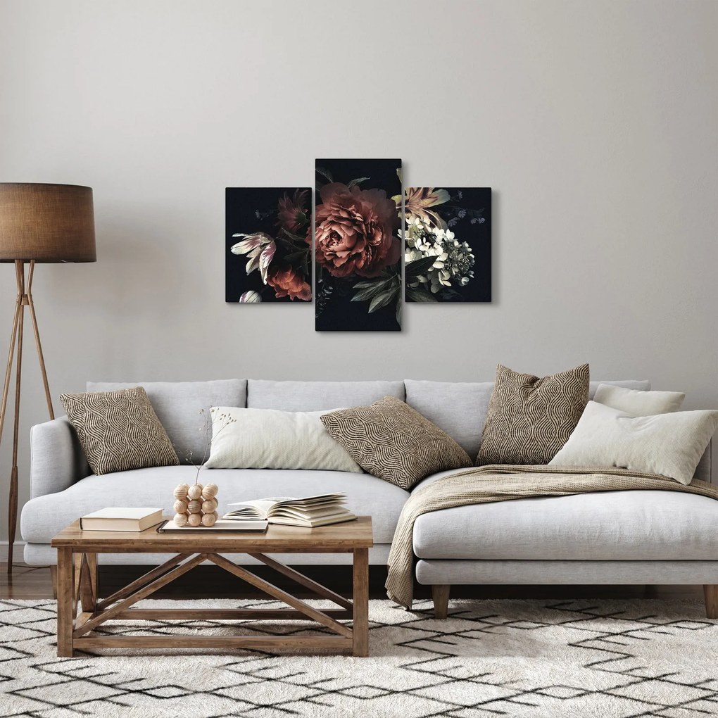 Kép - sötét virágok (90x60 cm)