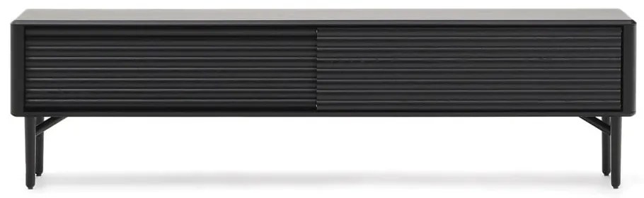 Fekete TV-állvány tölgyfa dekorral 200x57x35 cm Lenon – Kave Home