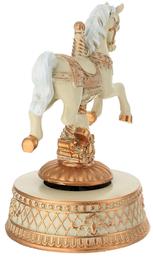 Karácsonyi Körhinta alakú ló zenélő doboz 16 cm