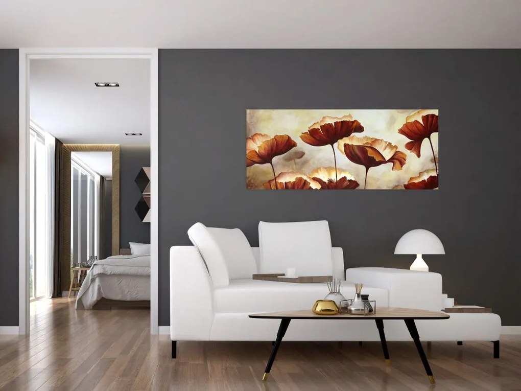 Piros virágok képe (120x50 cm)