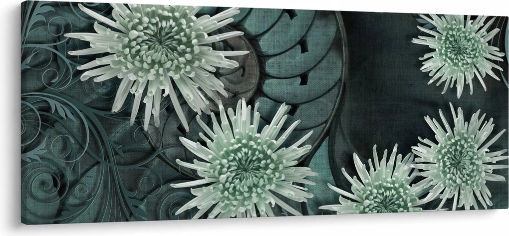 Kép - Zöld virágok (120x50 cm)