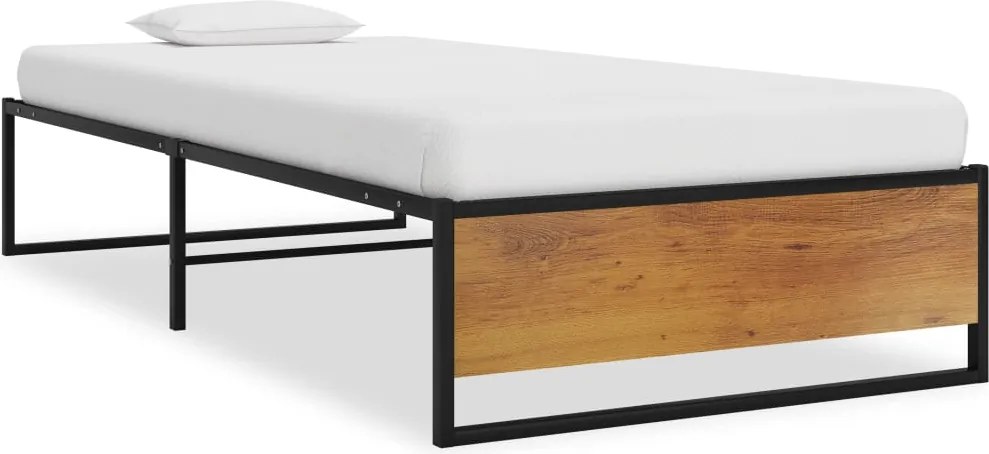 vidaXL fekete fém ágykeret 90 x 200 cm