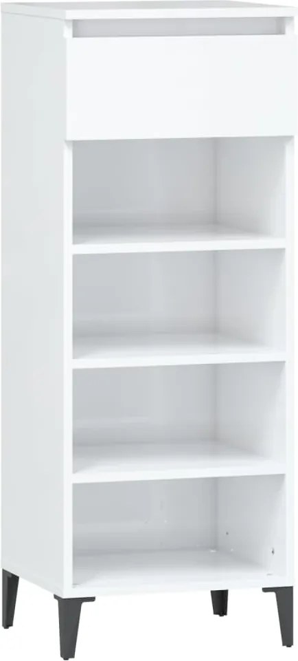 vidaXL magasfényű fehér szerelt fa cipőtartó 40x36x105 cm