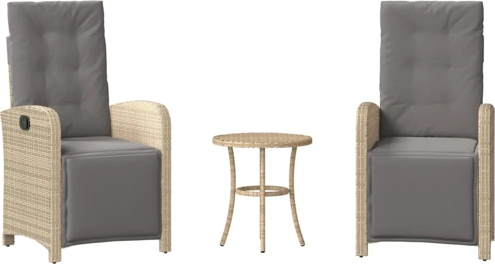 vidaXL 3 részes vegyes bézs polyrattan bisztrógarnitúra párnákkal