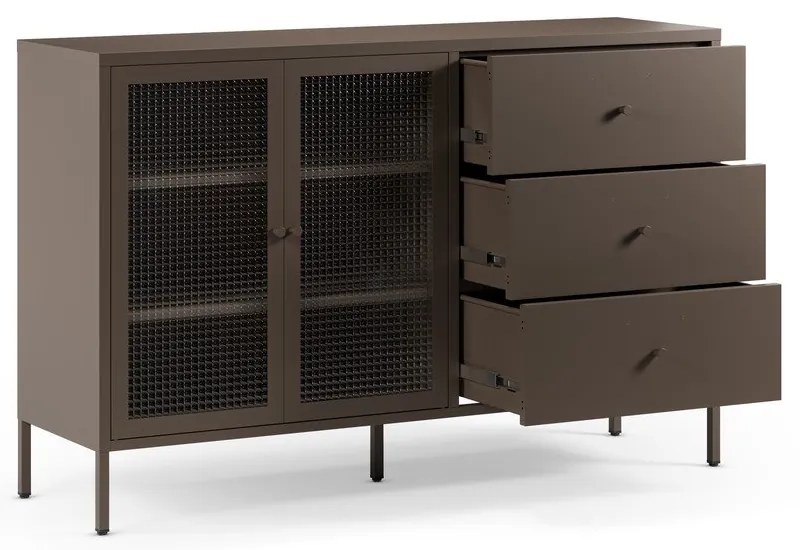 Szürke fém tálalószekrény 140x90x40 cm Layna – Marckeric