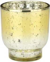 38. Üveg gyertyatartó arany 10cm