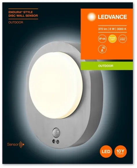 Ledvance - LED Kültéri fali lámpa érzékelővel DISC LED/8W/230V IP44