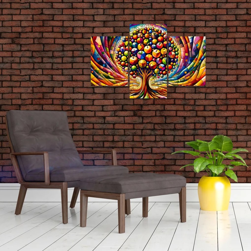 Kép – Színes fa almákkal (90x60 cm)