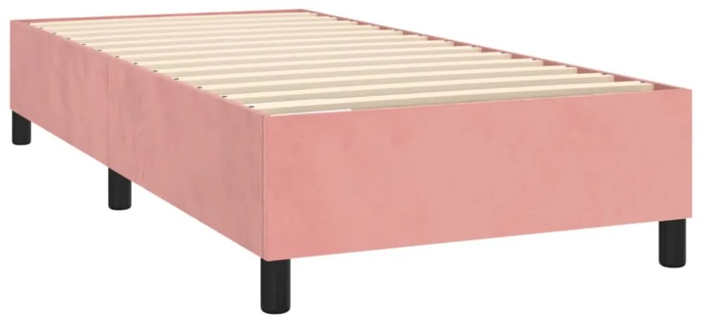 rózsaszín bársony rugós és LED-es ágy matraccal 80 x 200 cm