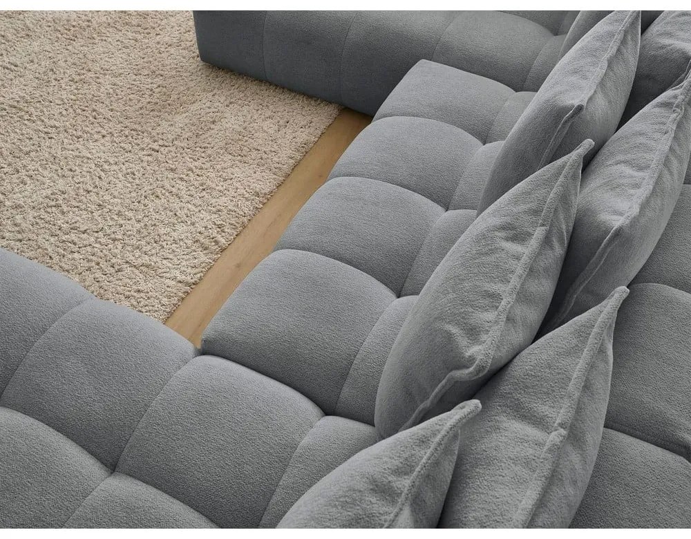 Sötétszürke zsenília kinyitható-tárolóhelyes sarokkanapé (bal oldali-U alakú) Everest – Bobochic Paris