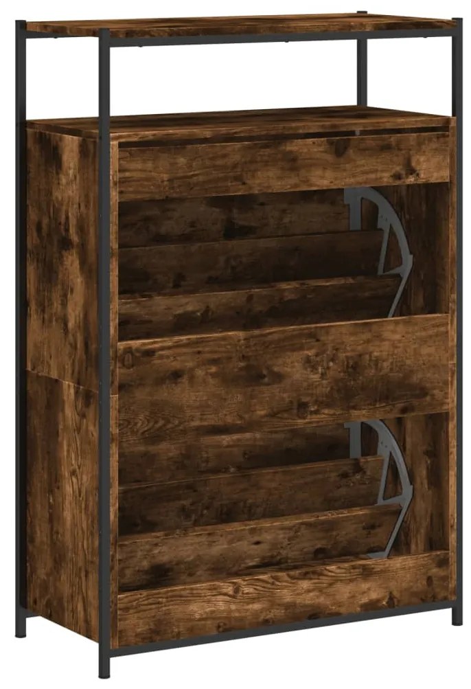 füstös tölgy színű szerelt fa cipőszekrény 75x34x112 cm