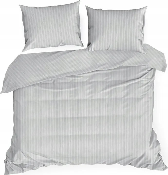 Szatén ágyneműhuzat 220x200 Vera szürke világos damaszt csíkos