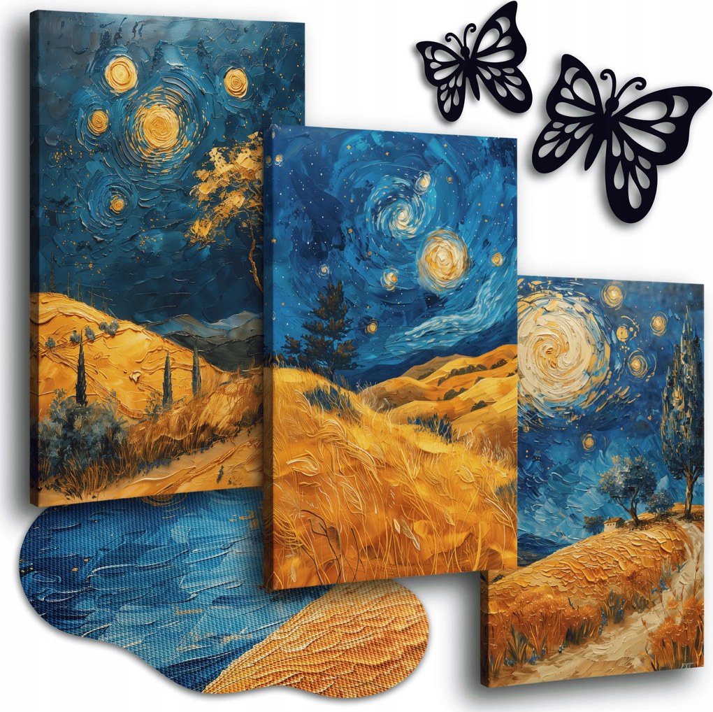 Vászonkép Absztrakt 120x50cm Nappali Képek Arany Mezők Ég Hegyek