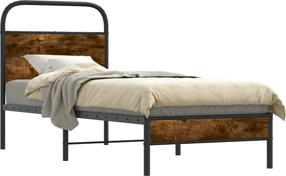 vidaXL ágykeret matrac nélkül 80x200 cm füstölt tölgy fűrészelt fa
