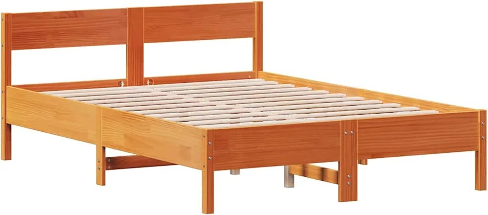 vidaXL viaszbarna tömör fenyőfa ágy matrac nélkül 150 x 200 cm