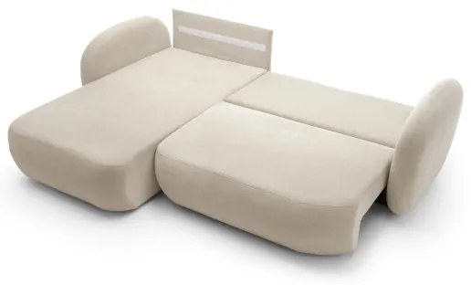 L alakú, balos OLBIA kihúzható ülőgarnitúra tárolóhellyel, bézs