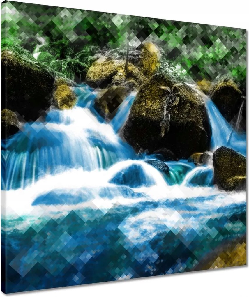 Vászonkép 50x50 Grafika Hegyi vízesés