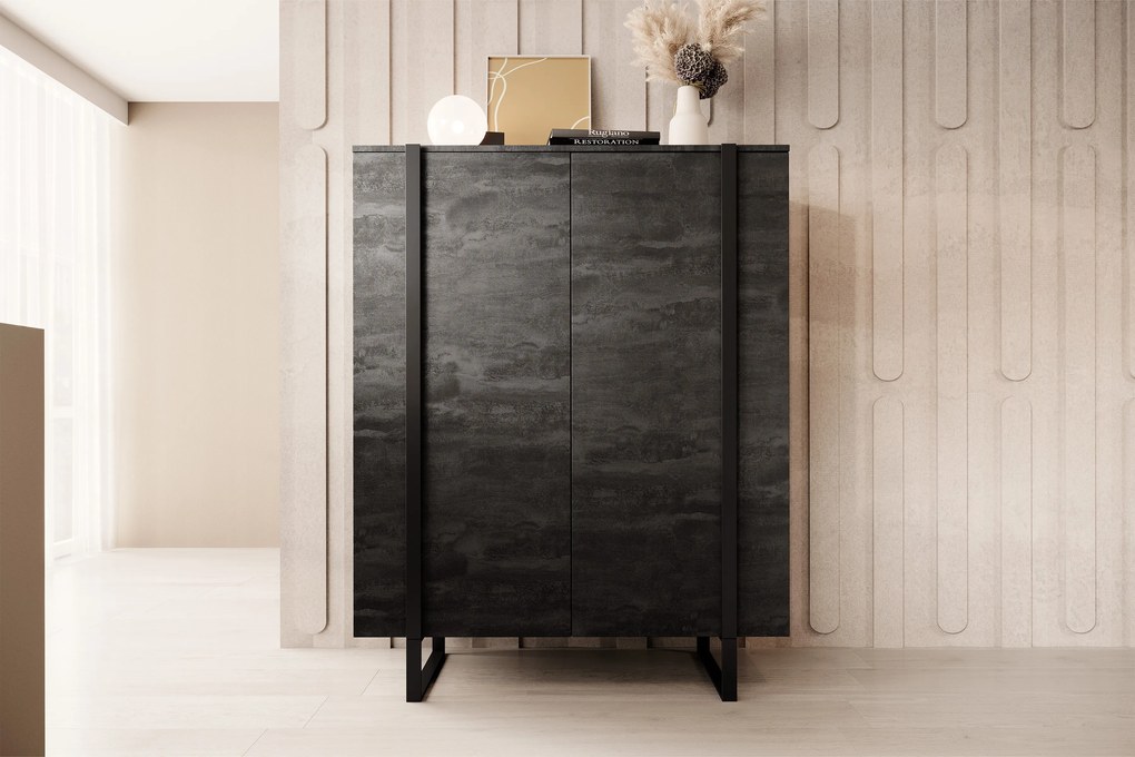 Verica komód 120 cm - szénfekete / fekete lábak