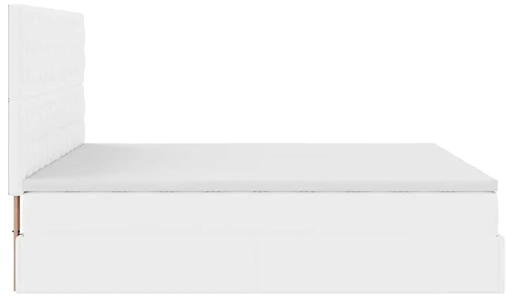 Ottomán ágykeret matracokkal tiszta fehér 200x200cm műbőrrel