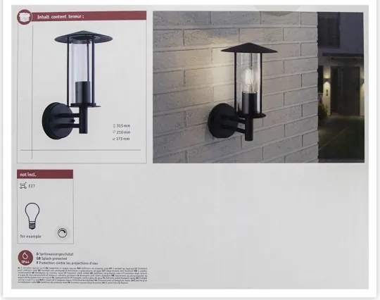 Paulmann 94398 - 1xE27/60W IP44 Kültéri fali lámpa CLASSIC 230V