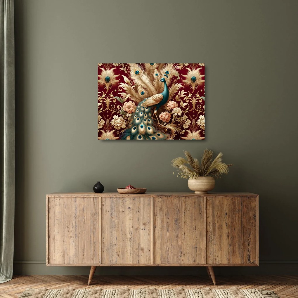 Üveg kép – Elegáns páva (70x50 cm)